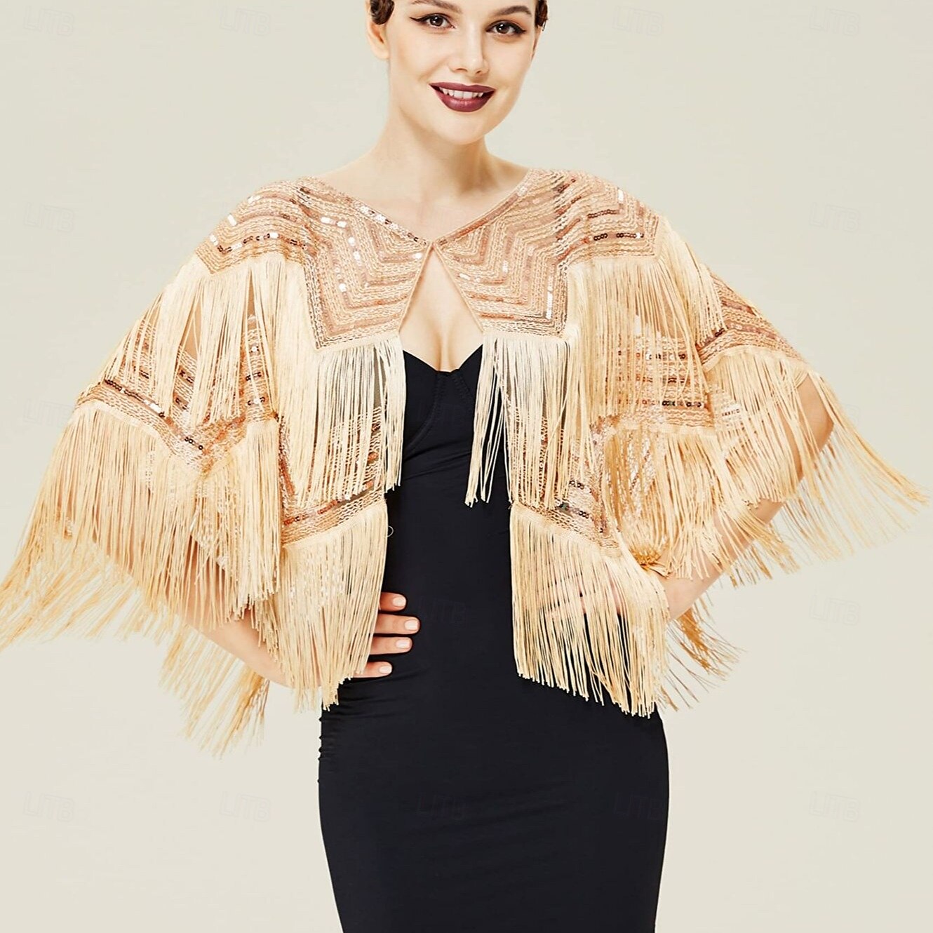 Retró Ordító 20-as évek 1920-as évek sál Wrap Kendők A nagy Gatsby Flapper lány Flitter Rojt Női Farsang Esküvő Estély Álarcos mulatság Felnőttek Kendő 2025 - $26.99 –P4