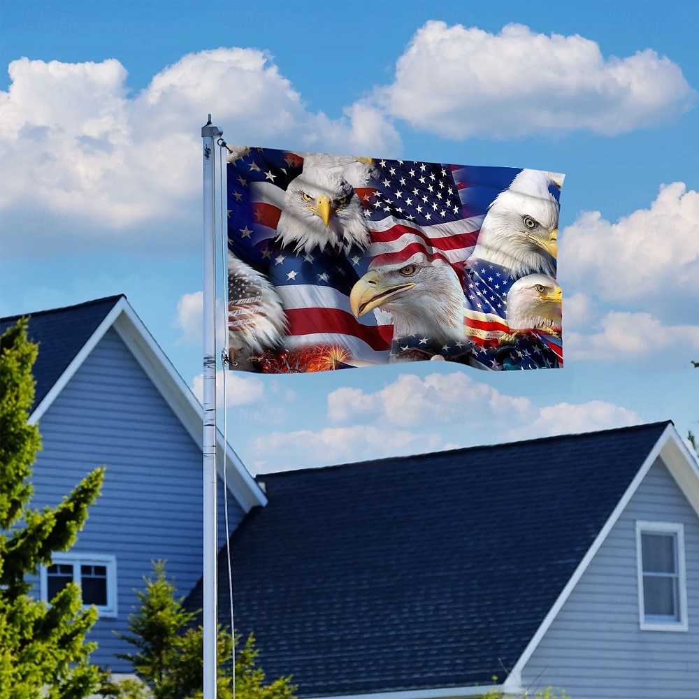 4 juli Utomhus Inomhus Med Öglor Patriotisk Flagga Självständighetsdagen Amerikansk Hus Gård Trädgårdsdekorationer Högtidsbanner Skylt 2026 - $11.99 –P8