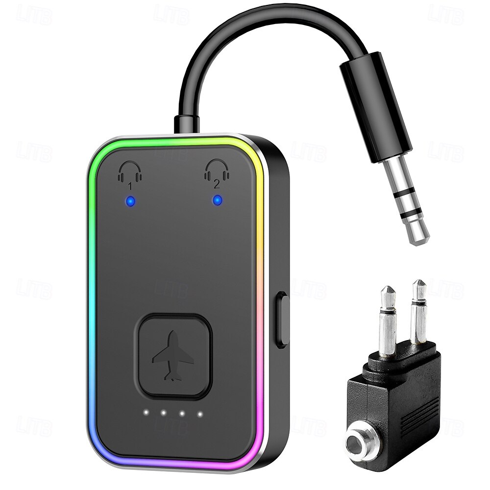 přenosný bluetooth vysílač lze spárovat se dvěma zařízeními současně. bluetooth 5.3 má dlouhou výdrž baterie a rgb cool osvětlení 2025 - $36.99 –P3