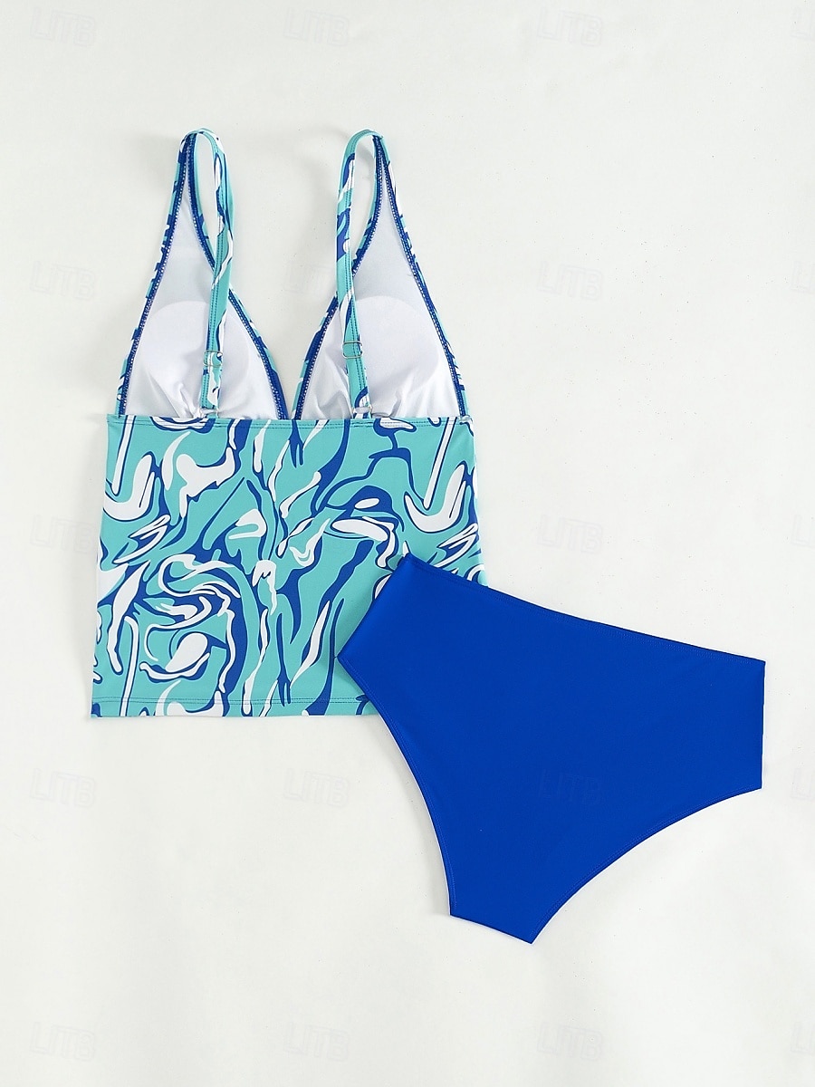 Maillots de bain femmes Bikini 2 pièces Maillot de bain échancré Sans dos Slim Vêtements de plage Vacances Floraux Col halter Sans manches de 2025 ? $23.99 –P15