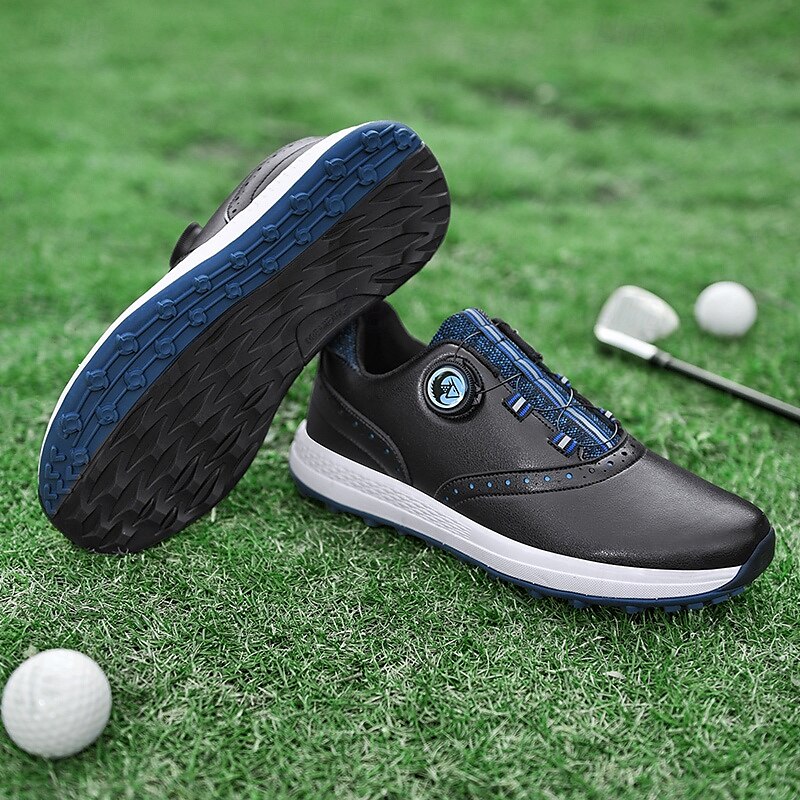 Men's Modern White Golf Shoes with Blue Detailing, Lace-Up Design, Breathable Upper, Perfect for Professional Golfers 2025 - $64.99 –P4