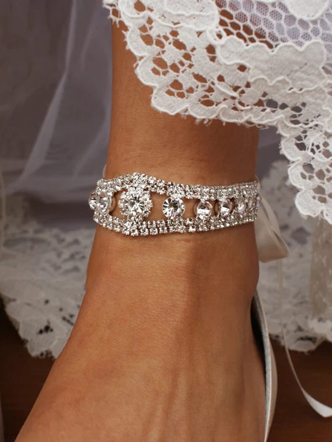 ballerine da donna a punta color avorio con cinturino alla caviglia con strass – ballerine chic per appuntamenti serali e matrimoni del 2025 a $54.99 –P1