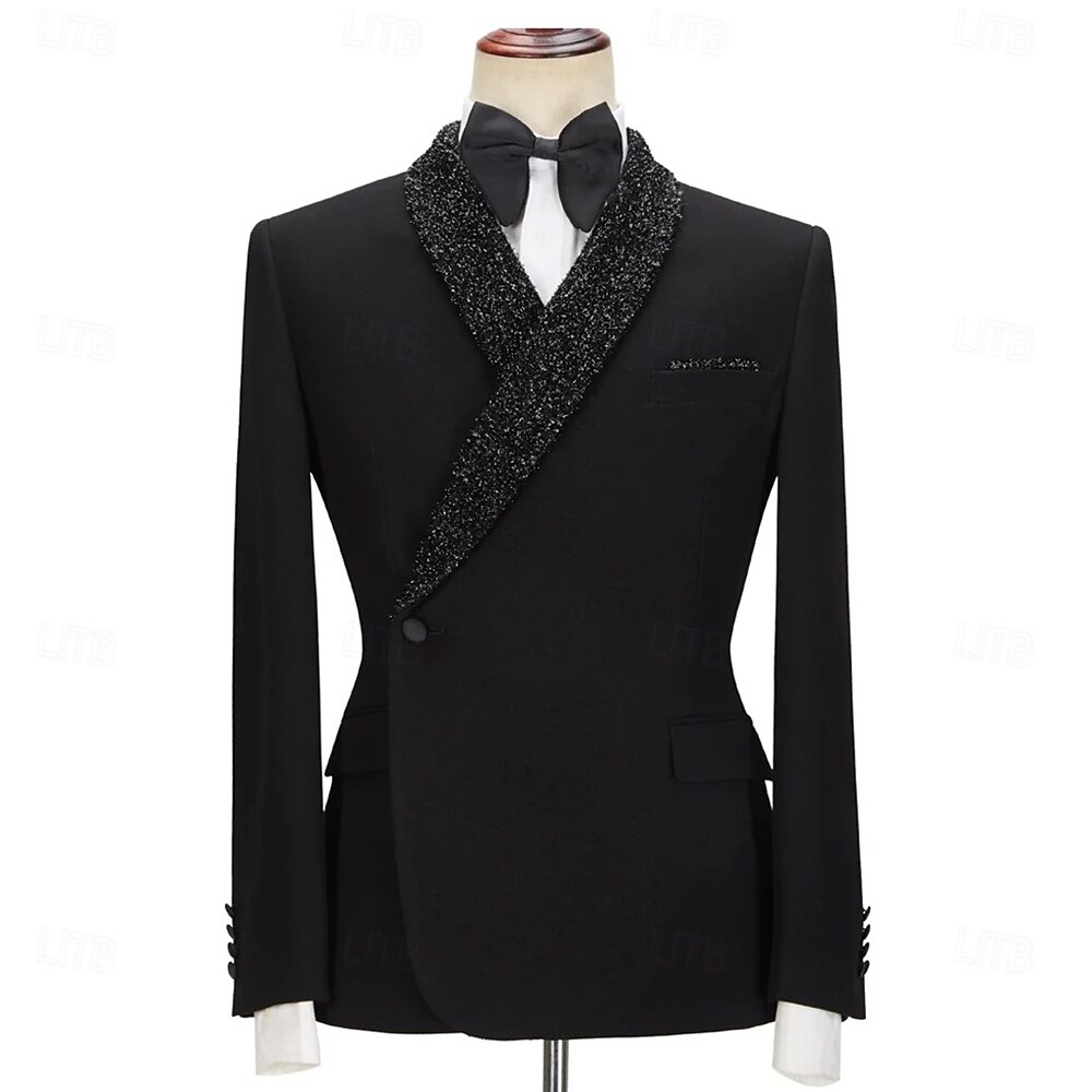 Costumes de soirée pour hommes smokings costumes de retour à la maison noir bordeaux luxe formel couleur unie coupe standard 2 pièces simple boutonnage un bouton de 2025 ? $122.99 –P6