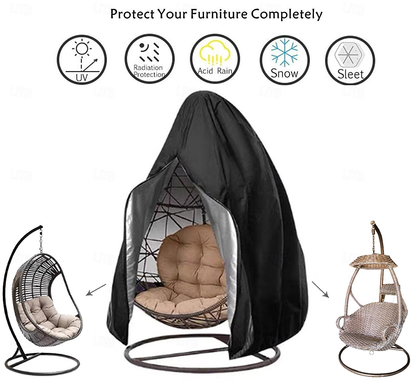 Patio Hanging Chair Cover - Egg Swing Cocoon Chair Cover with Zipper, Outdoor Waterproof Windproof Durable Heavy Duty Garden Furniture Protector 2025 - $54.99 –P2
