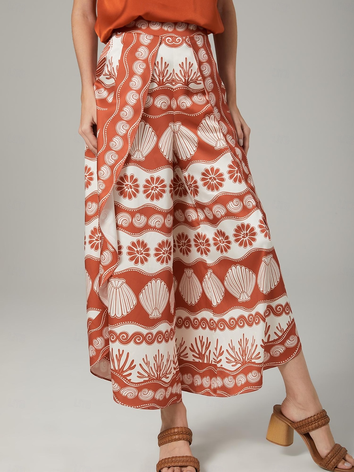 pantaloni casual arancioni stampati del 2025 a $15.99 –P7