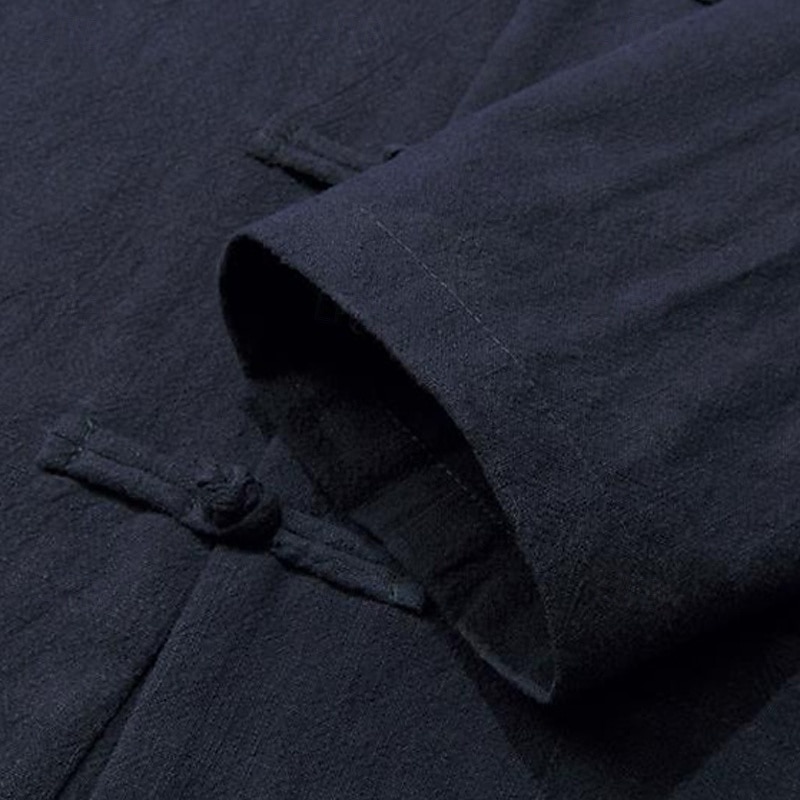 Per uomo Camicia camicia di lino Maglietta informale Camicia con bottoni Camicia di cotone Liscio Da mare Hawaiano Nero Blu marino Cachi Manica lunga A fascia Primavera Abbigliamento Tasca frontale del 2025 a $25.99 –P10