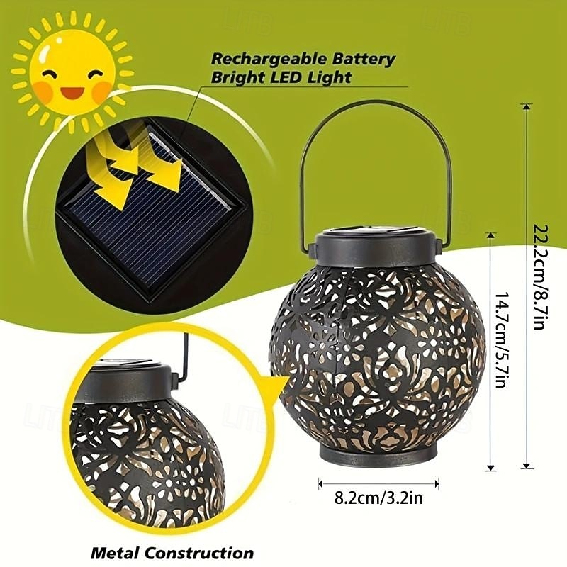 1 Pc Led Outdoor Waterproof Solar Lights Iron Hollow Projection Lantern Courtyard Garden Lawn Landscape Light Decoration Hanging Lights 2026 - $16.49 –P5