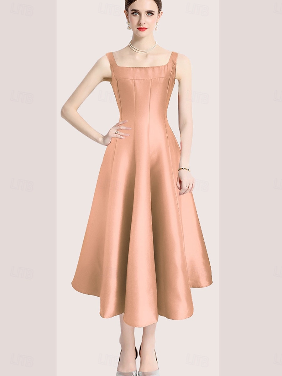 Robes de quinceanera en forme A Robe vintage Mariage invitée de mariage longueur thé sans manches col arrondi polyester dos nu avec plis de 2025 ? $79.99 –P10