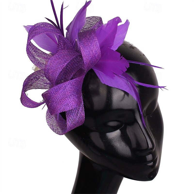 Kopfstück Federn Sinamay Hochzeit Abendgesellschaft Elegant Hochzeit Mit Feder Kopfschmuck Kopfbedeckung 2025 - $23.99 –P9