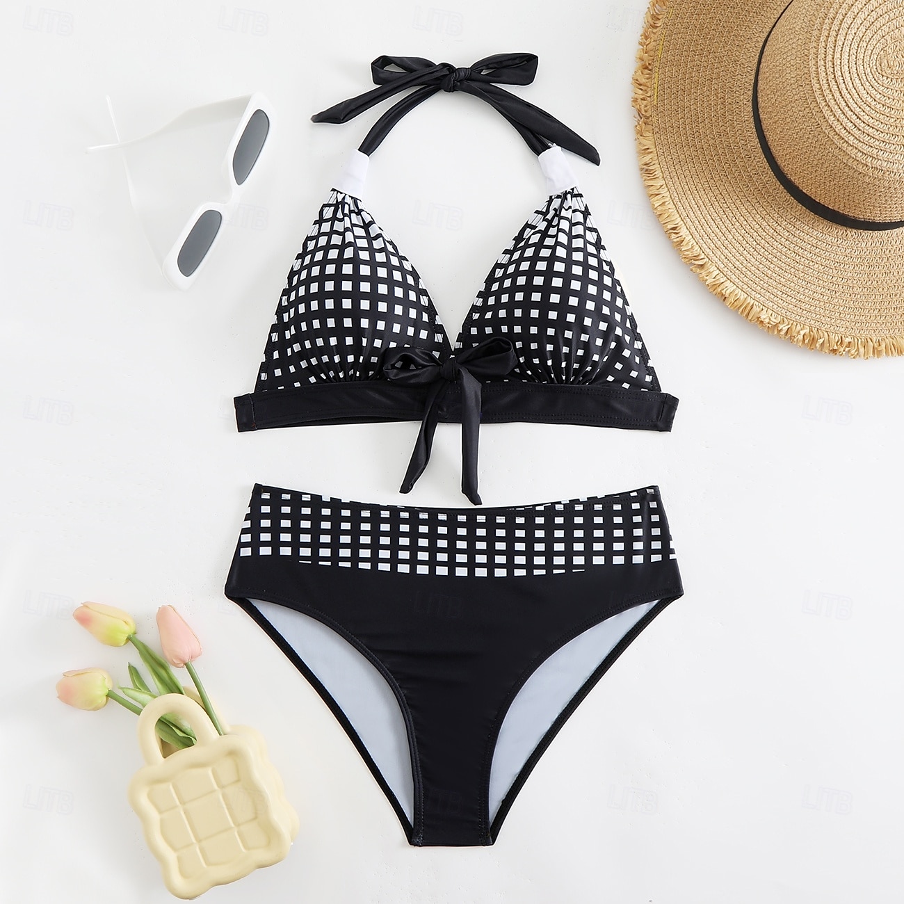 Damen Badeanzug Bikini Tankini Zweiteilig Monokini Freche Unterhose Bademode Tiefes V Push-Up Gestrickt Urlaub Tropisch Grafik Farbblock Stürzen Ärmellos Badeanzüge 2025 - $22.99 –P1