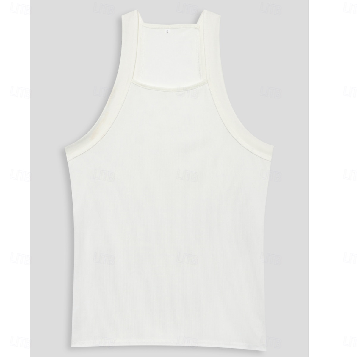 Men's Tank Top Vest Top Undershirt Muscle Shirt Sleeveless Square Summer Plain Fashion Streetwear Bodybuilding Fitness Ribbed Beach Homewear White Top Tee for Men 2026 - $16.49 –P2
