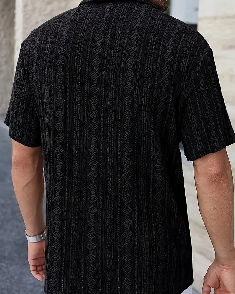 Men's Shirt Summer Shirt Casual Shirt Beach Shirt Button Up Shirt Black White Brown Short Sleeve Plain Shirt Collar Vacation Hawaiian Clothing Apparel Polyester Fashion Casual Comfortable 2025 - $23.99 –P3