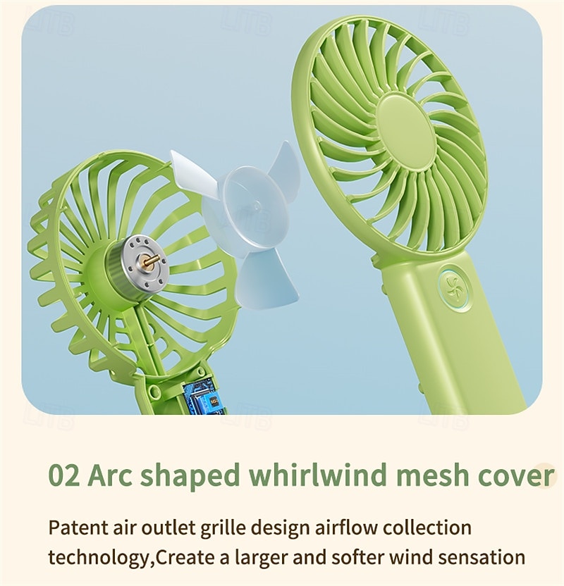 3-Speed Portable Cooling Fan – USB Rechargeable Handheld Electric Fan with 1200mAh Battery for Personal Use 2025 - $13.99 –P2