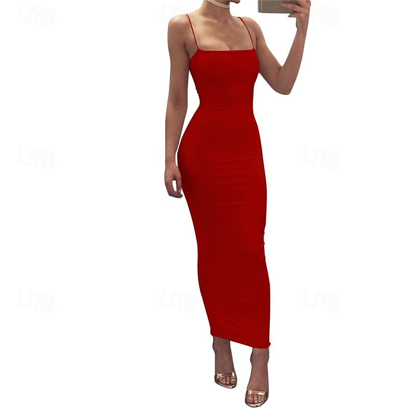 Pentru femei Rochii Midi Rochie albă Rochie de absolvire Rochie de petrecere Rochie Slip Elegant Modă Petrecere Zi de Naștere Concediu Fit regulat Simplu Fără manșon Bretele Spagheti Negru Alb 2025 - $16.99 –P5