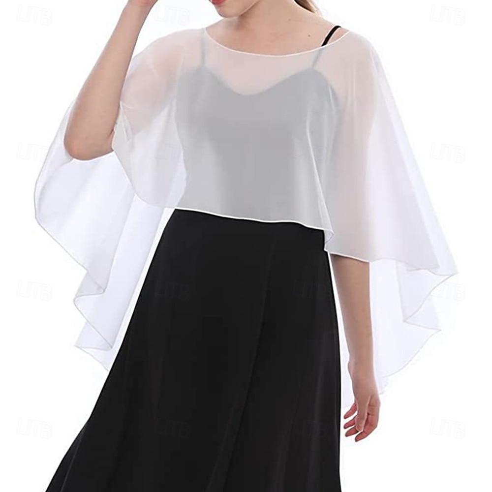 Écharpe Femme Élégant Sans manches Chiffon Boléros de Mariage Avec Couleur unie Pour Soirée Printemps & Été de 2025 ? $15.99 –P6