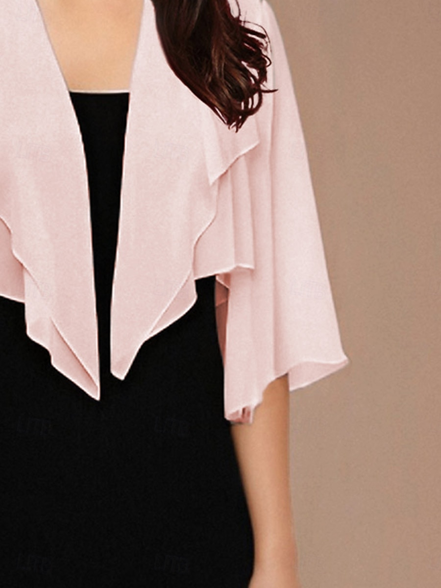 Dámské Splývavé topy Šifonové topy Pevná barva Elegantní 3/4 délka rukávu Asymetrický Crop Tops Svatební host Růžová růžová Léto Jaro Podzim 2025 - $29.99 –P3