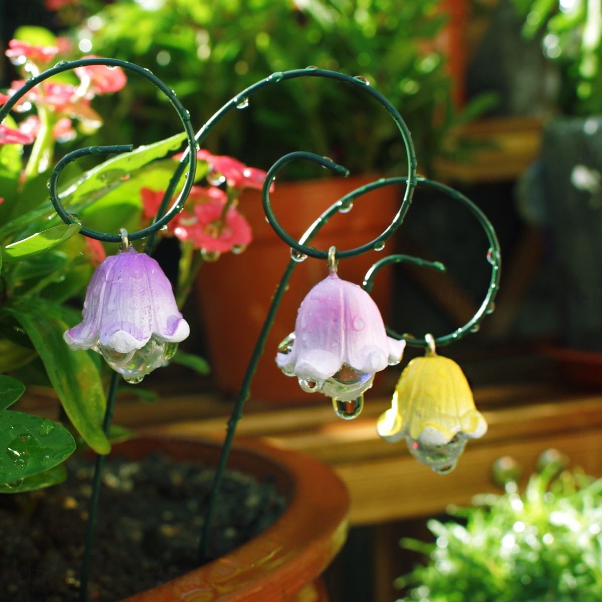 9 Pcs Lily of The Valley Garden Stakes Decor Metal Yard Art Ornaments Spring Summer Resin Flower Garden Stakes Outdoor Lawn Pathway Patio Plant Pot, Flower Bed 2025 - $17.99 –P3
