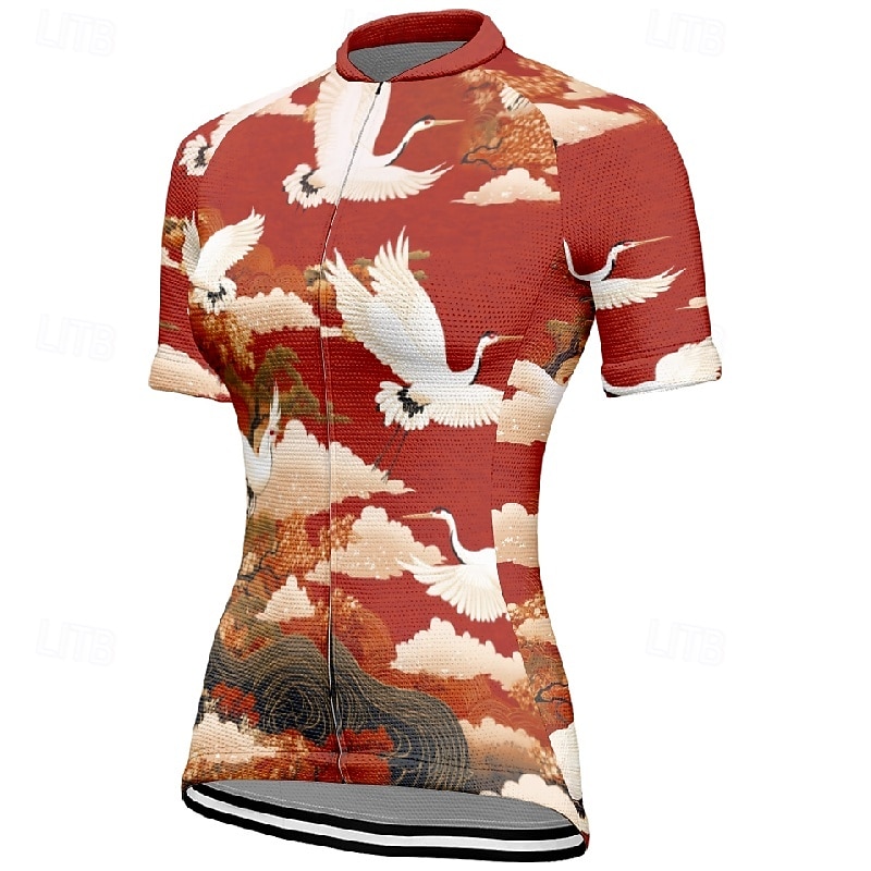 Női Biciklis ruházat Állat Virág Rövid ujjú Kerékpár Póló Dzsörzé 3 hátsó zsebbel Hegyi biciklizés Gyors szárítás Anatómiai tervezés Bélfonalszövet Légáteresztő Sport Fekete Piros Tengerészkék Ruházat 2026 - $23.99 –P11