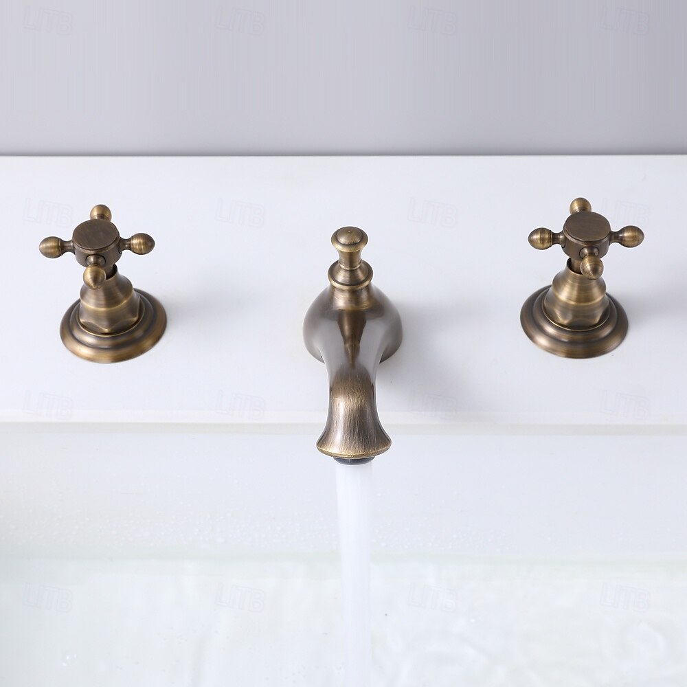 Robinet lavabo - Séparé Laiton Antique Diffusion large Deux poignées trois trousBath Taps de 2025 ? $194.99 –P3