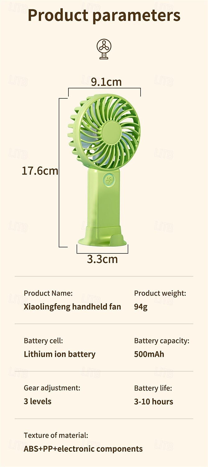 3-Speed Portable Cooling Fan – USB Rechargeable Handheld Electric Fan with 1200mAh Battery for Personal Use 2025 - $13.99 –P15