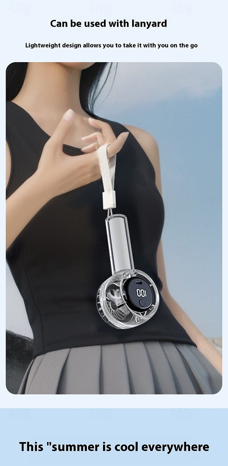 Compact Mini Fan with LED Screen and Torch – USB Rechargeable 5-Speed Fan for Indoor Outdoor Travel 2025 - $25.99 –P11