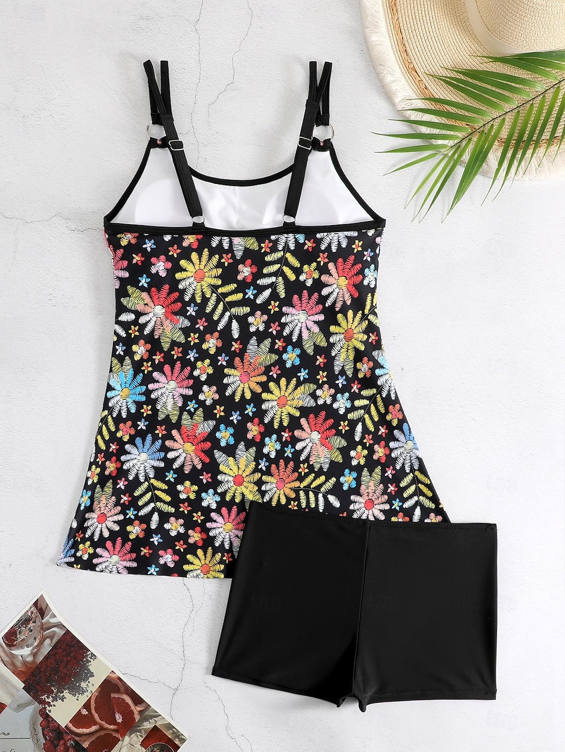 Dam Plusstorlekar Badkläder Tankini 2 st Längre baddräkt Pojkeben Baddräkt Hög midja Stickat Stylish Sportig Paisley Genomskinlig Rund hals Ärmlös Baddräkter 2025 - $24.99 –P8
