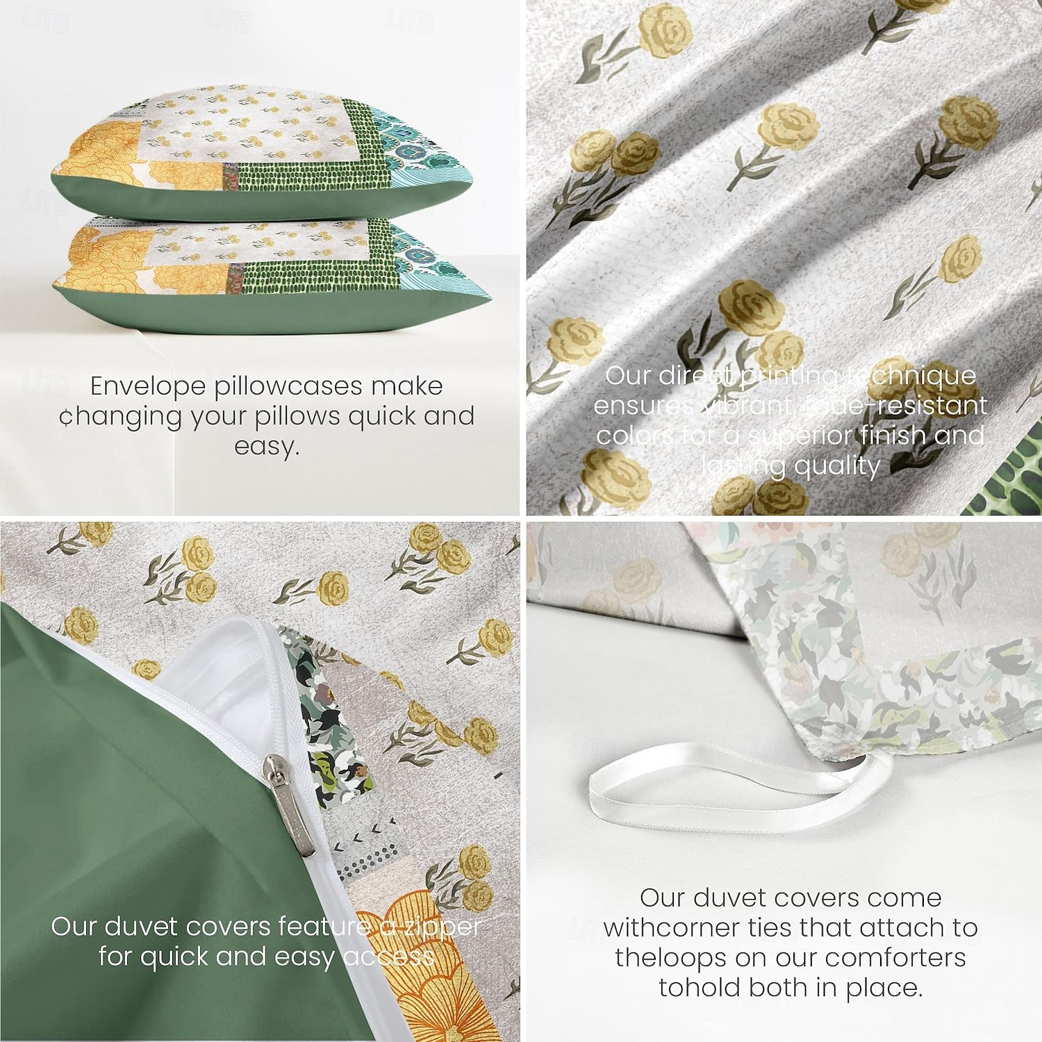Conjunto de Capa de Edredom Floral 100% Algodão Suave e Respirável com Flores de Patchwork Capa de Edredom Leve e Durável Confortável para Todas as Estações Fácil de Cuidar de 2025 por $60.99 –P3