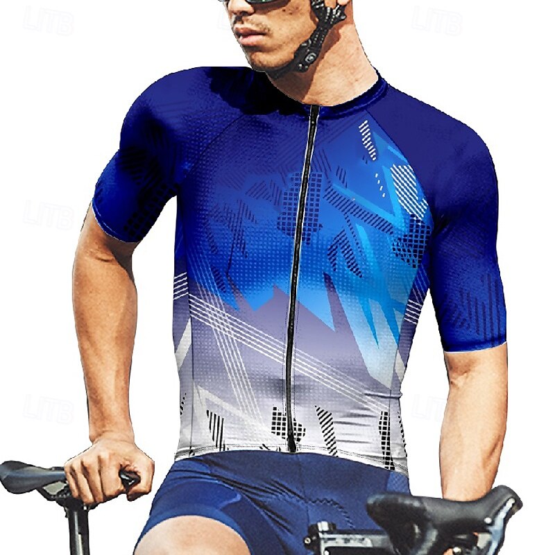 Homme Maillot Velo Cyclisme Manche Courte Cyclisme Tee-shirt Maillot avec 3 poches arrière VTT Vélo tout terrain Respirable Séchage rapide Conception anatomique Mèche Bleu Des sports Vêtement Tenue de 2025 ? $25.99 –P8