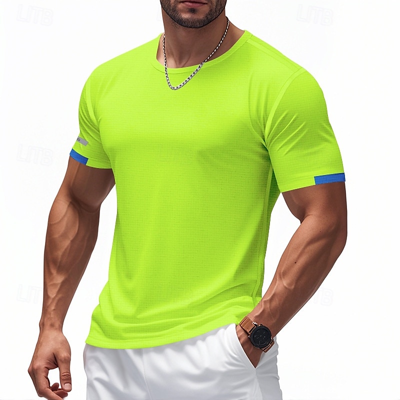 Men's Tee Short Sleeve Shirt Tee Top Short Sleeve Crewneck Spring & Summer Solid / Plain Color Fashion Designer Quick Dry Reflective Strip Vacation Street Going out Black White Red Top Tee for Men 2025 - $14.99 –P10