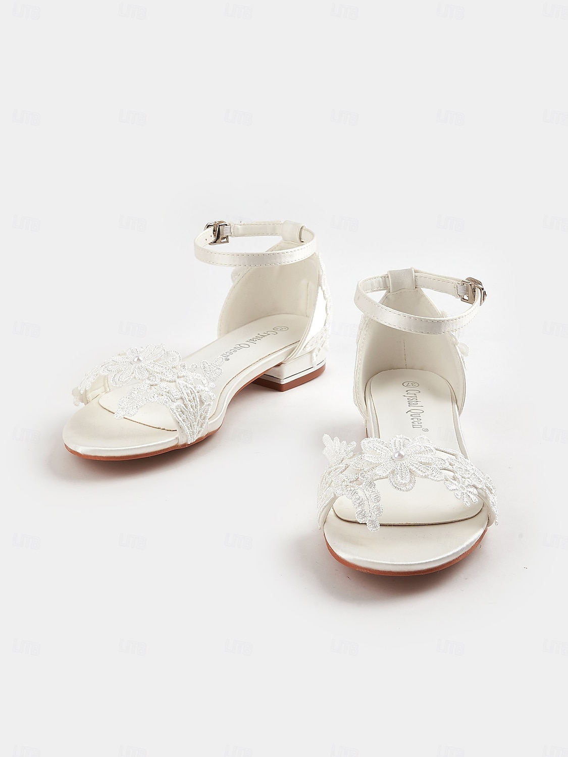Witte kanten bruidssandalen voor dames – elegante bruidsschoenen voor bruiloften in de buitenlucht en op het strand 2025 - $42.99 –P1
