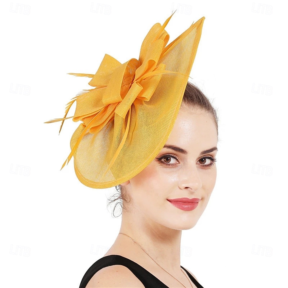 Kopfstück Federn Sinamay Hochzeit Abendgesellschaft Elegant Hochzeit Mit Feder Kopfschmuck Kopfbedeckung 2025 - $19.99 –P1