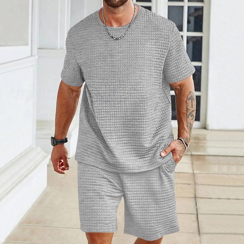 Hombre Tracksuit Conjunto de atuendo Bermudas Cuello Barco Exterior Diario Deportes Bolsillo Correa 2 Piezas Plano Negro Blanco Caqui Poliéster Ropa de Deporte Clásico Casual Verano 2025 - $28.99 –P1