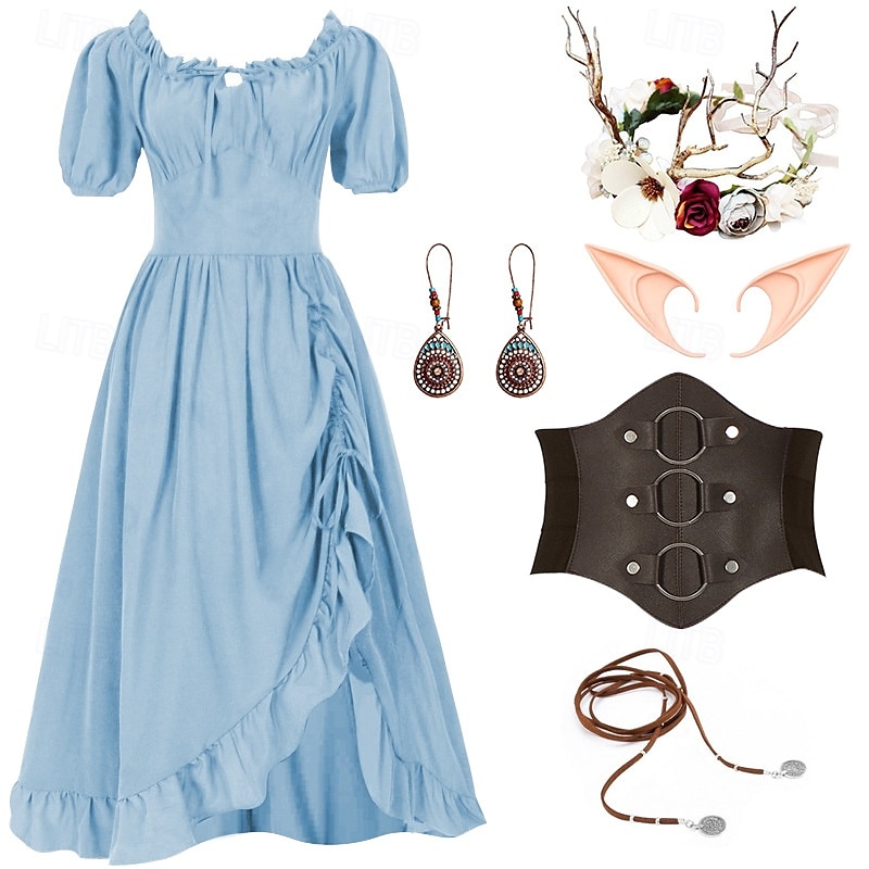 Retro Vintage Mittelalterlich Renaissance Kleid Zubehörset Ren Faire Wikinger Elfen Damen Halloween Karneval Maskerade LARP Erwachsene Kleid Weitere Accessoires Ohrringe 2025 - €58.99 –P1