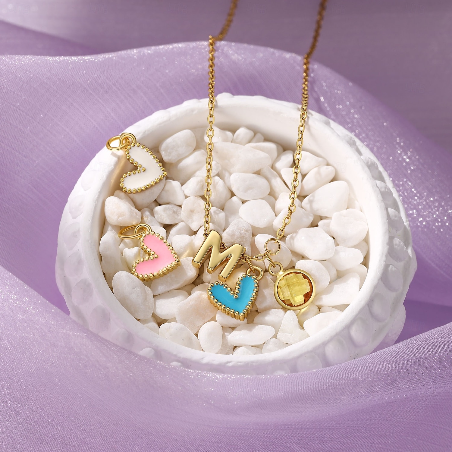 Colar com Pedra de Nascimento e Letra Personalizado - Melhor Presente para Mãe - Pingente de Golfinho com Tema Oceânico Presente de Joias Personalizado para o Dia das Mães Dia Internacional da Mulher de 2025 por $9.99 –P6