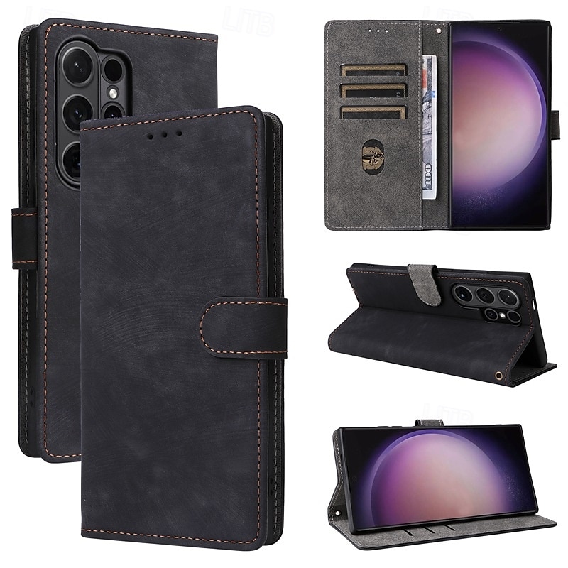 Phone Case For Samsung Galaxy S24 Ultra Plus S23 Ultra Plus S22 Plus  Ultra A54 A34 A14 A73 A53 A33 A23 A13 S25 S25 Plus S25 Ultra Flip Cover with Stand Holder with Wrist Strap Card Slot Retro TPU PU 2025 - $19.99 –P3