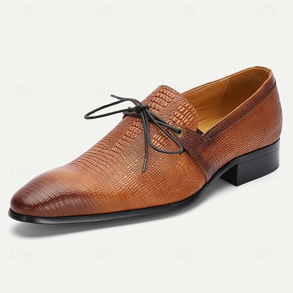 chaussures oxford en cuir véritable marron clair pour hommes – chaussures habillées à lacets à motif crocodile vintage pour le derby du Kentucky et les occasions spéciales de 2025 ? $109.99 –P2