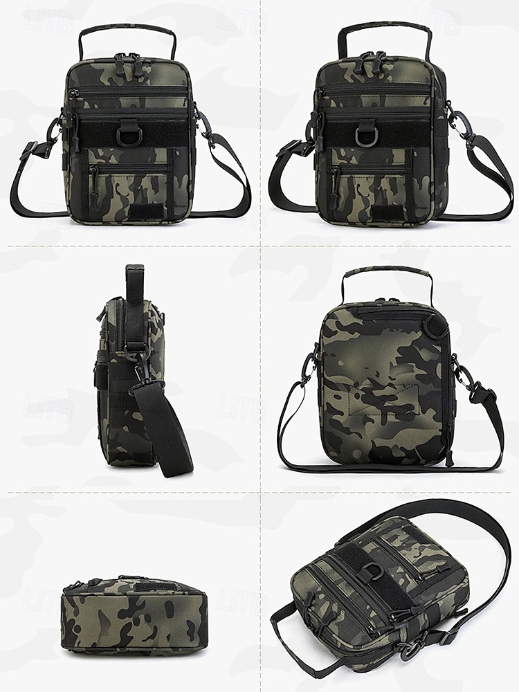 borsa a tracolla mimetica digitale multifunzionale da uomo con tasche multiple - stile tattico per gli amanti dell'outdoor, escursionismo, viaggi e uso quotidiano bianco nero verde del 2025 a $18.99 –P4