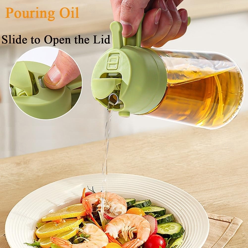 Distributore di olio 2 in 1, spruzzatore anti-perdita in vetro per cucina, bottiglia di olio a doppia funzione per friggitrice ad aria e cottura del 2026 a $9.99 –P7