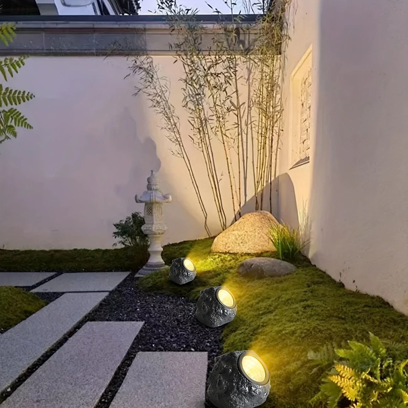 led solenergi utomhusljus spotlights bärbar vattentät led varmvit/vit spotlight landskapssimulering stenljus för trottoar innergård gräsmatta belysning 1st 2025 - $50.99 –P7