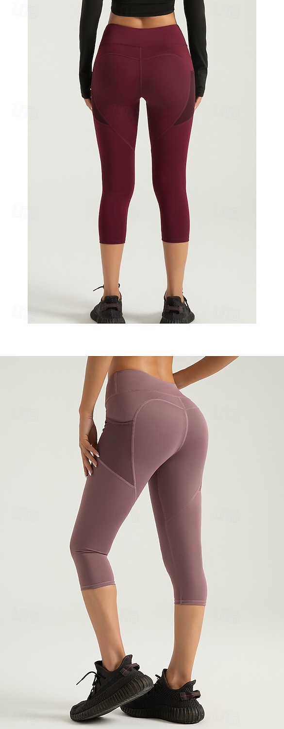 Women's Gym Shorts Yoga Shorts Workout Shorts Side Pockets Butt Lift Tummy Control High Waist Pilates Gym Workout Workout Capri Leggings Solid Color Dark Pink Black Pink Spandex Sports Activewear 2026 - $25.99 –P13