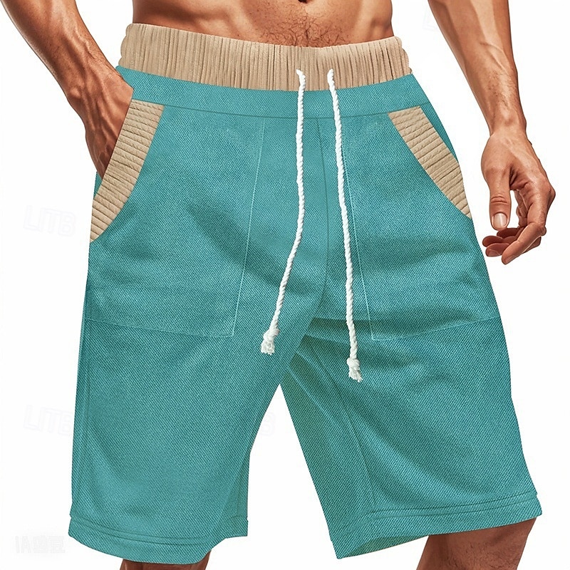 Herr Atletiska shorts Svett shorts Shorts Sommarshorts Ficka Snörning Elastisk midja Färgblock Komfort Andningsfunktion Kort Utomhus Sport Klassisk Ledigt Svart Blå 2025 - $20.99 –P15