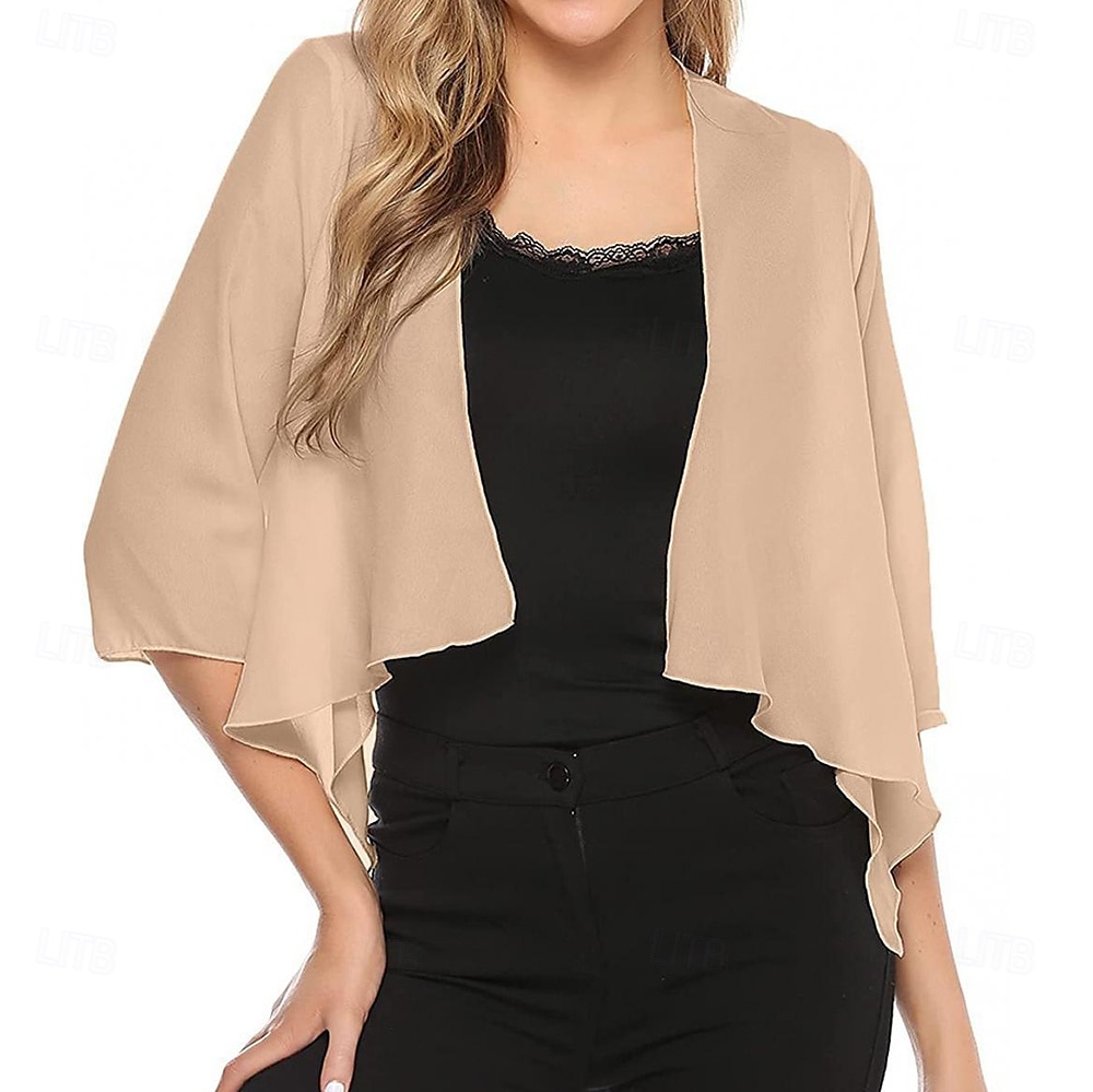 Scialle Donna Elegante Senza Maniche Chiffon Stole da matrimonio Con Colore puro Per Feste Primavera & Estate del 2025 a $14.99 –P3