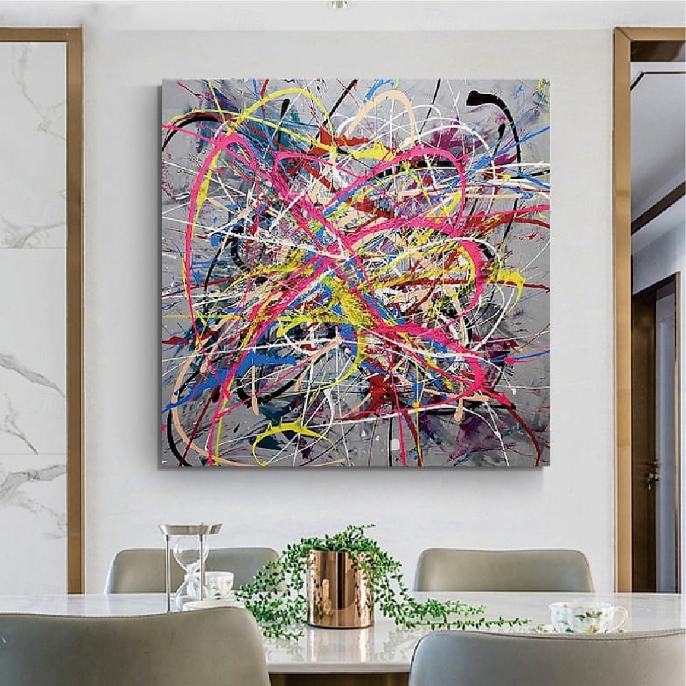 handgemachtes übergroßes Acrylgemälde, großes abstraktes Ölgemälde, farbenfrohes handgemaltes abstraktes Gemälde, Leinwandgemälde für die Wanddekoration im Hotelbüro 2025 - $116.99 –P4
