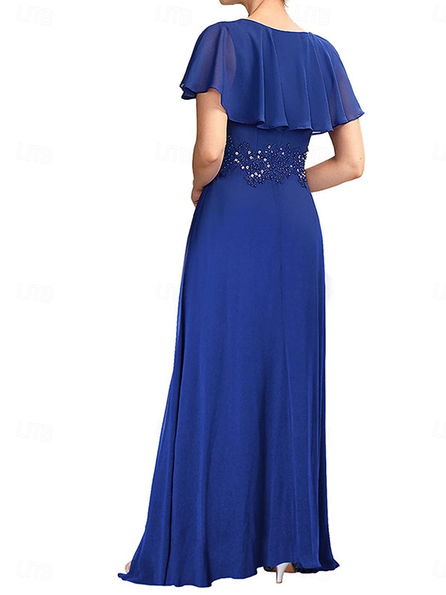 Dress Mother of the Bride Dress Elegant Simple Crew Neck Ankle Length Short Sleeve with Lace Solid Color 2026 - $126.99 –P6