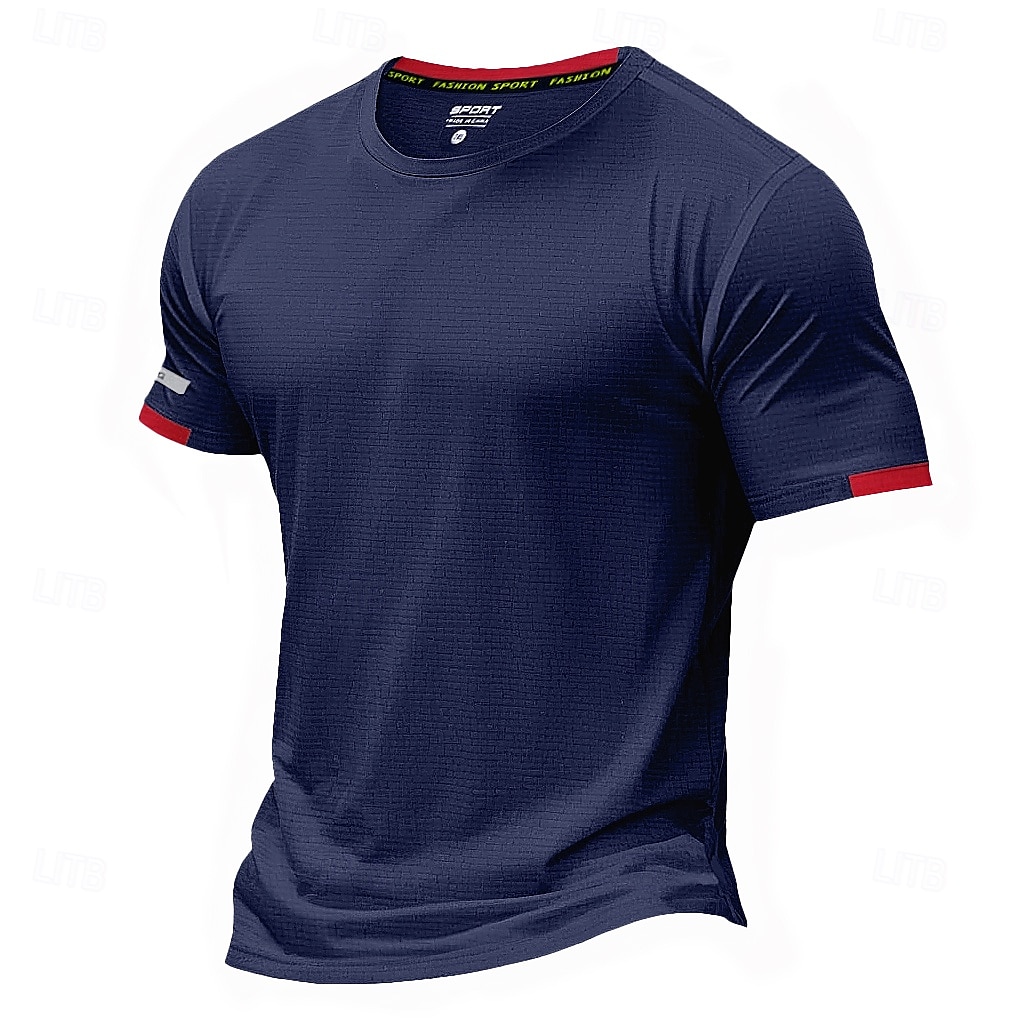 2025年 男性用 Tシャツ マッスルシャツ 半袖 クルーネック 夏 活発的 クラシック スポーツ ランニング ライトブルー ブラック ライトグリーン メンズトップTシャツ  コレクション – $11.49 –P10