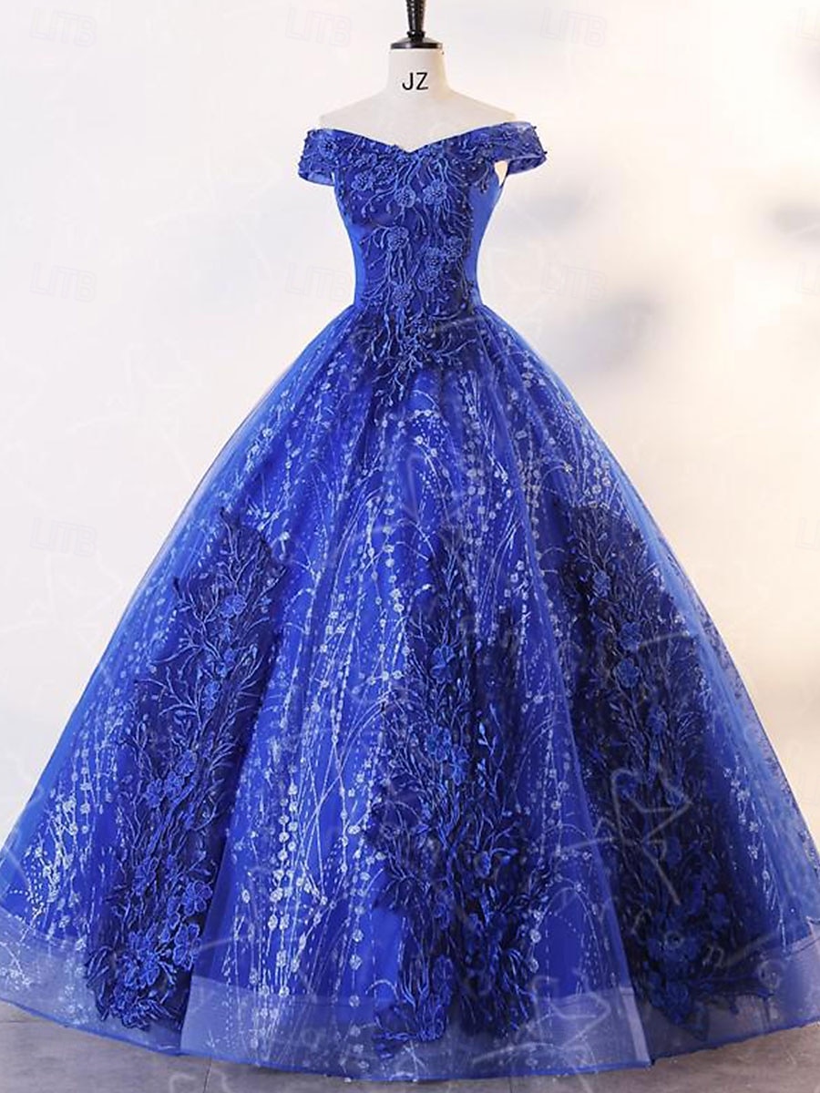 Plesové šaty A-Linie Šaty Quinceanera Elegantní Šaty Svatební Svatební host Na zem Bez rukávů Pod rameny Krajka S hlubokým výstřihem na zádech s Sklady Flitry 2025 2025 - $114.99 –P13