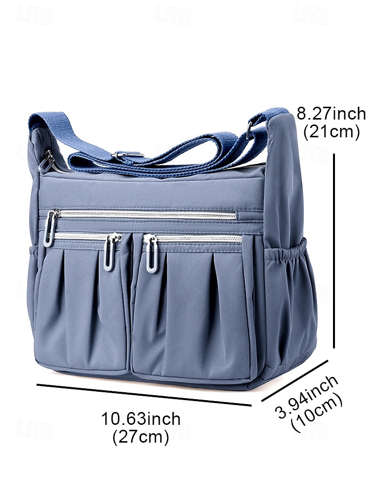 Women's Multi-Pocket Shoulder Bag – Lightweight Waterproof Nylon Crossbody Purse with Zipper Closure for Travel, Work and Daily Use Pink purple Black 2026 - $18.99 –P5