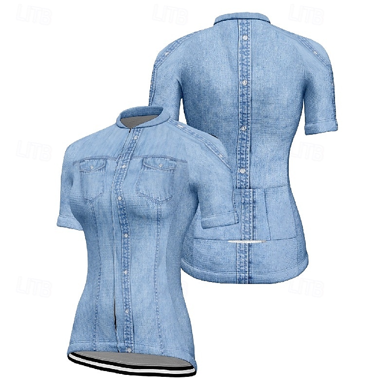Pentru femei Jersey de ciclism Manșon scurt Bicicletă Tricou Tee Jerseu cu 3 buzunare spate Ciclism montan Respirabil Uscare rapidă Proiectare anatomică Wicking Albastru Gri Grafic Sport Îmbrăcăminte 2025 - $23.99 –P3