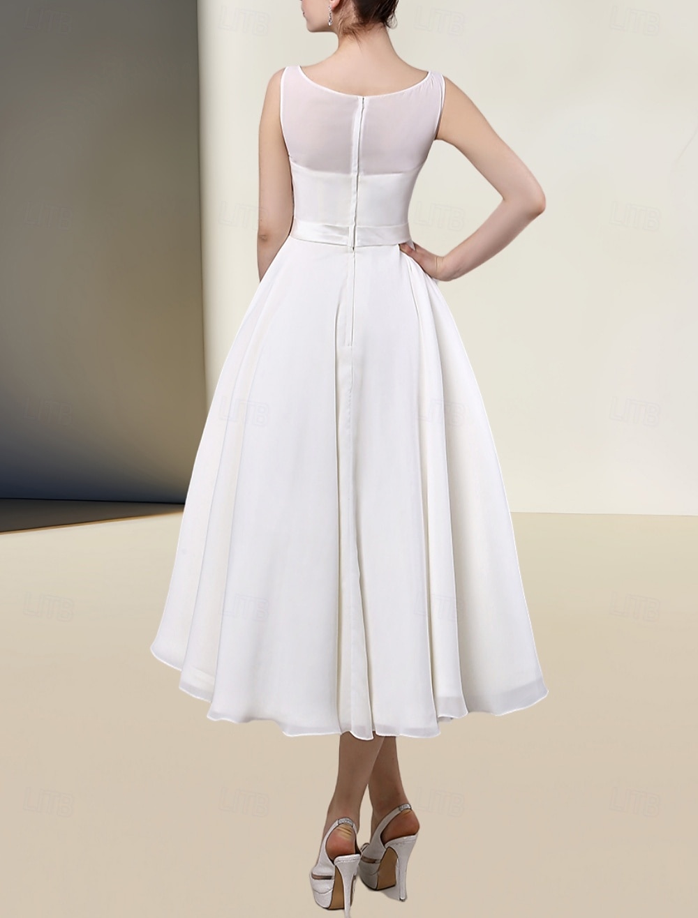 graduation dress boat neck Zapaka Women Grey Blue Long Mother Dress Boat Neck A Line Satin Long Mother Of Bride Dress, Grey Blue / US26W main image 1