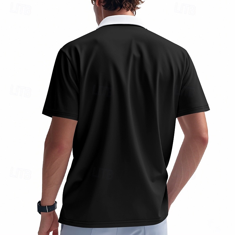 Voor heren Polo met kwartrits Golfshirt Dagelijks Feestdagen Kwart ritssluiting Korte mouw Modieus Basic Kleurenblok Lapwerk Zomer Lente Normale pasvorm Licht Blauw Zwart Wit Wijn Marineblauw Oranje 2025 - $17.99 –P15